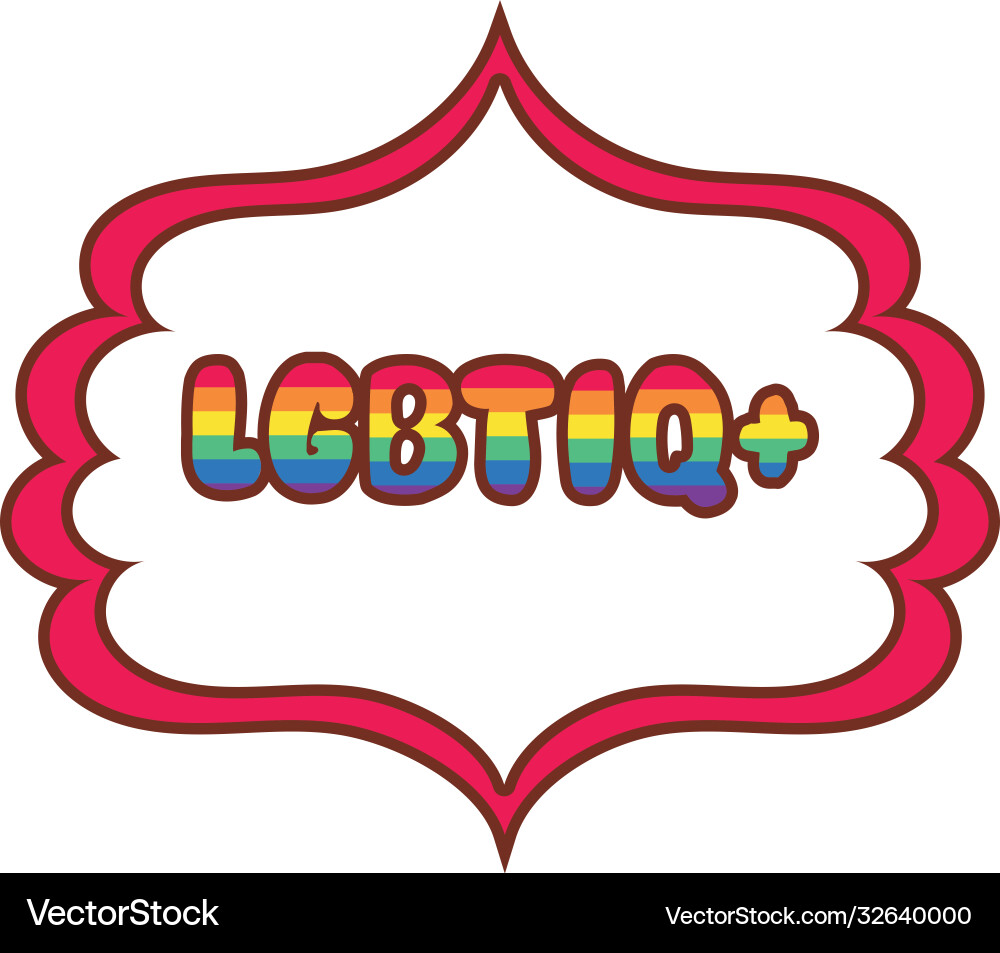 Lgbtiq Word In Frame Gay Flag Line And Fill Style Vector Image