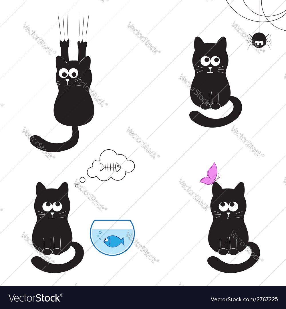 Чёрные коты рисованные картинки Чёрные коты рисованные картинки