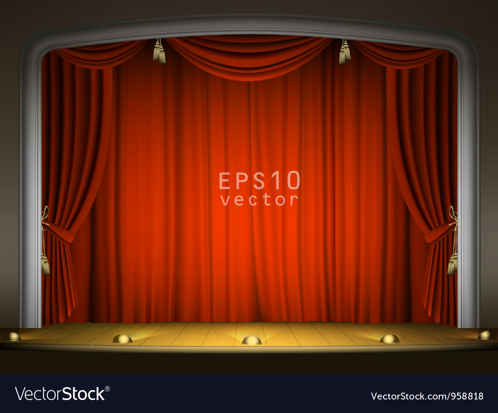 Empty Stage With Red Curtains Royalty Free Vector Image Empty Stage With Red Curtains Vector Image