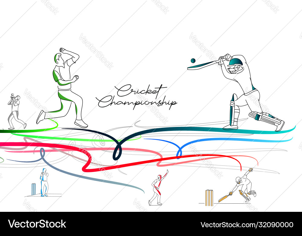 Abstract colorful pattern with batsman and bowler vector image
