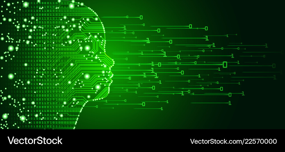 Big data and artificial intelligence child face Big data and artificial intelligence child face Vector Image