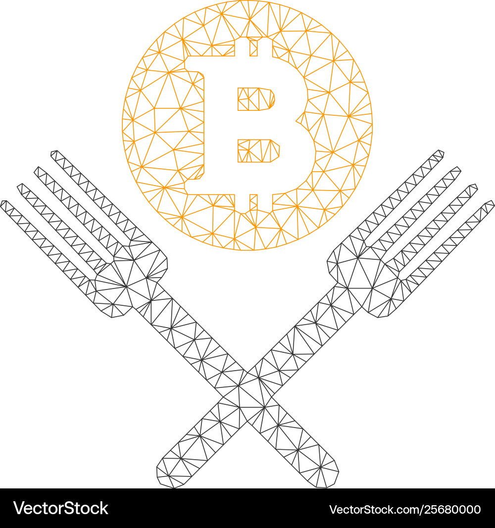 Bitcoin forks mesh wire frame model Bitcoin forks mesh wire frame model vector image