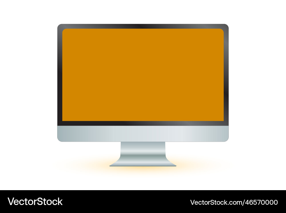 Computer screen on ochre color background mock up vector image