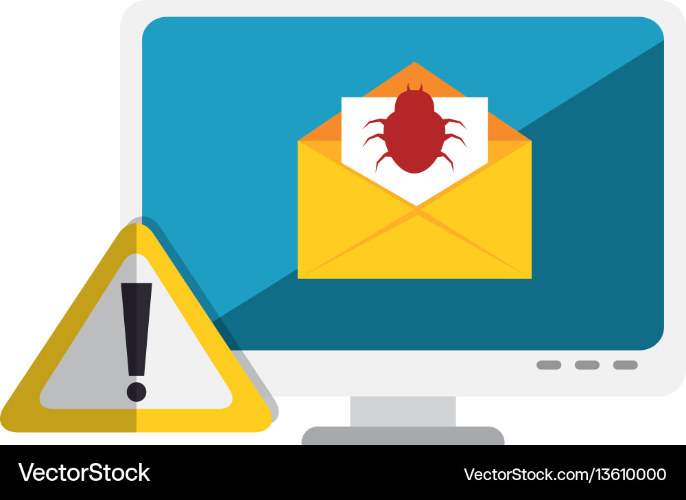 Computer with computing alert Vector Image