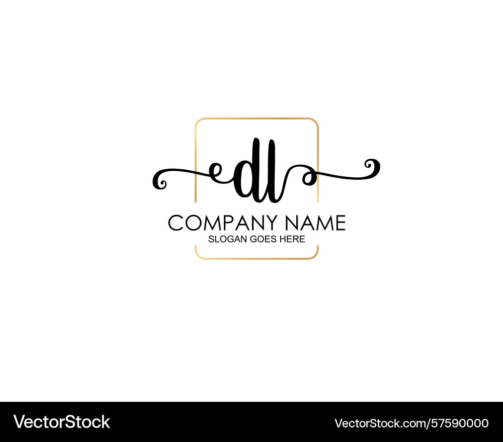 Dl initial handwriting logo design collection Vector Image