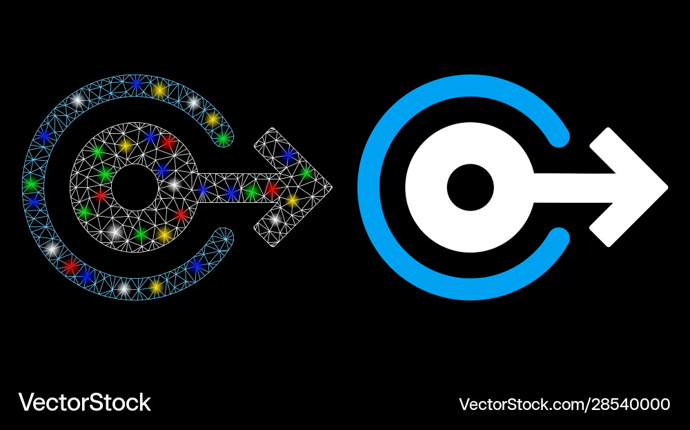 Flare mesh network log out icon with spots Flare mesh network log out icon with spots vector image