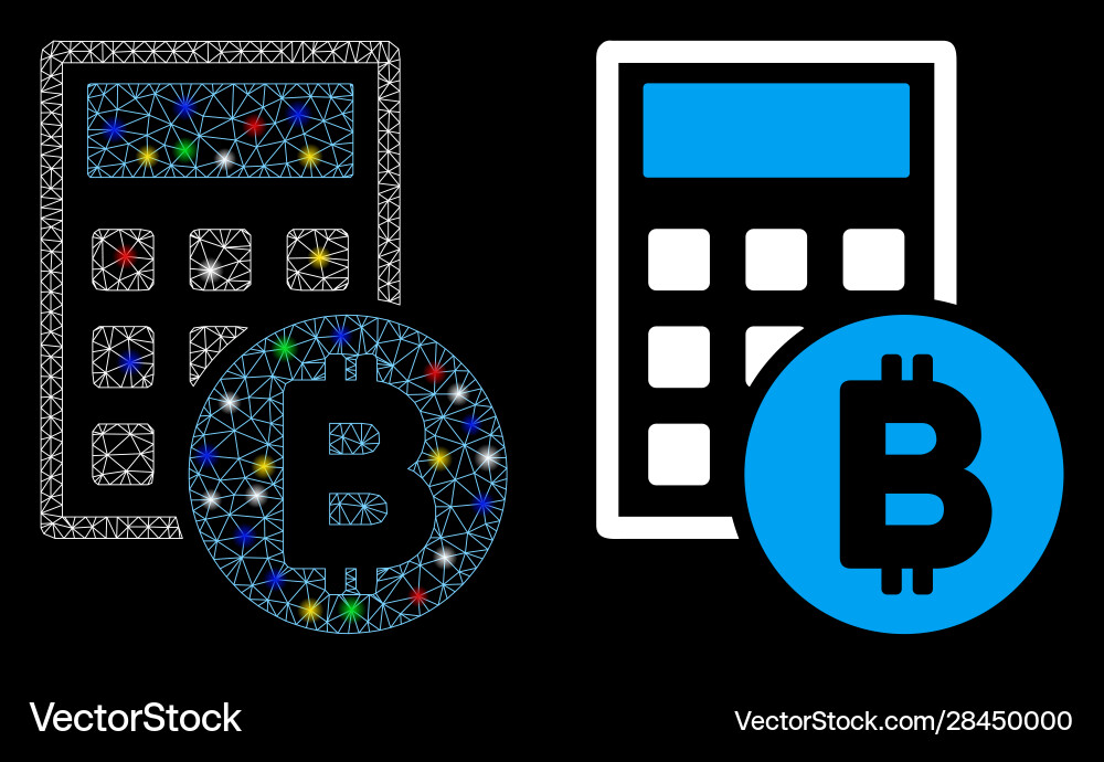 Glossy mesh network bitcoin calculator icon Glossy mesh network bitcoin calculator icon vector image
