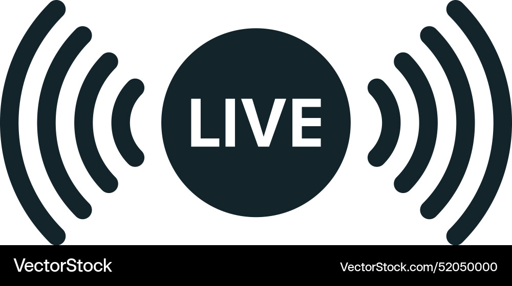 Live streaming icon showing broadcast signal Live streaming icon showing broadcast signal vector image