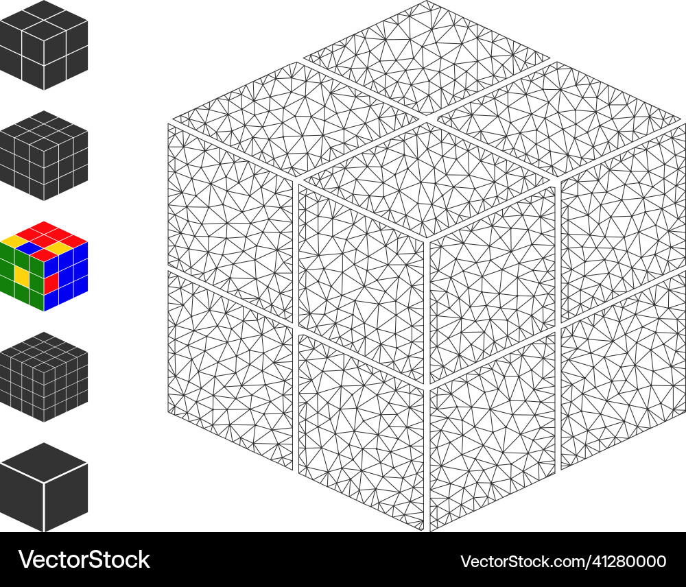 Mesh network 3d cube icon Mesh network 3d cube icon vector image