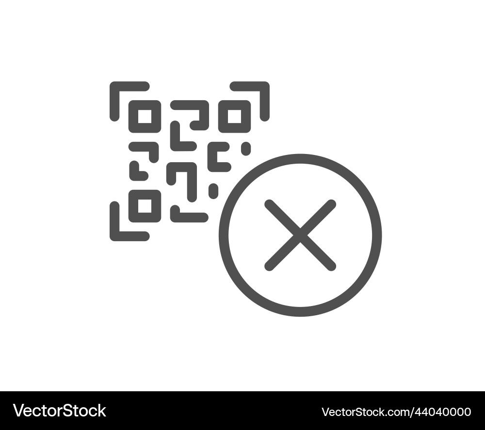 No qr code line icon scan barcode sign vector image