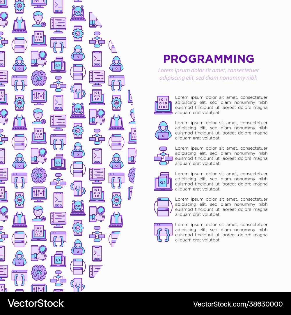 Programming concept with thin line icons Programming concept with thin line icons vector image