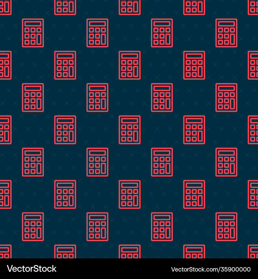 Red line calculator icon isolated seamless pattern Red line calculator icon isolated seamless pattern vector image
