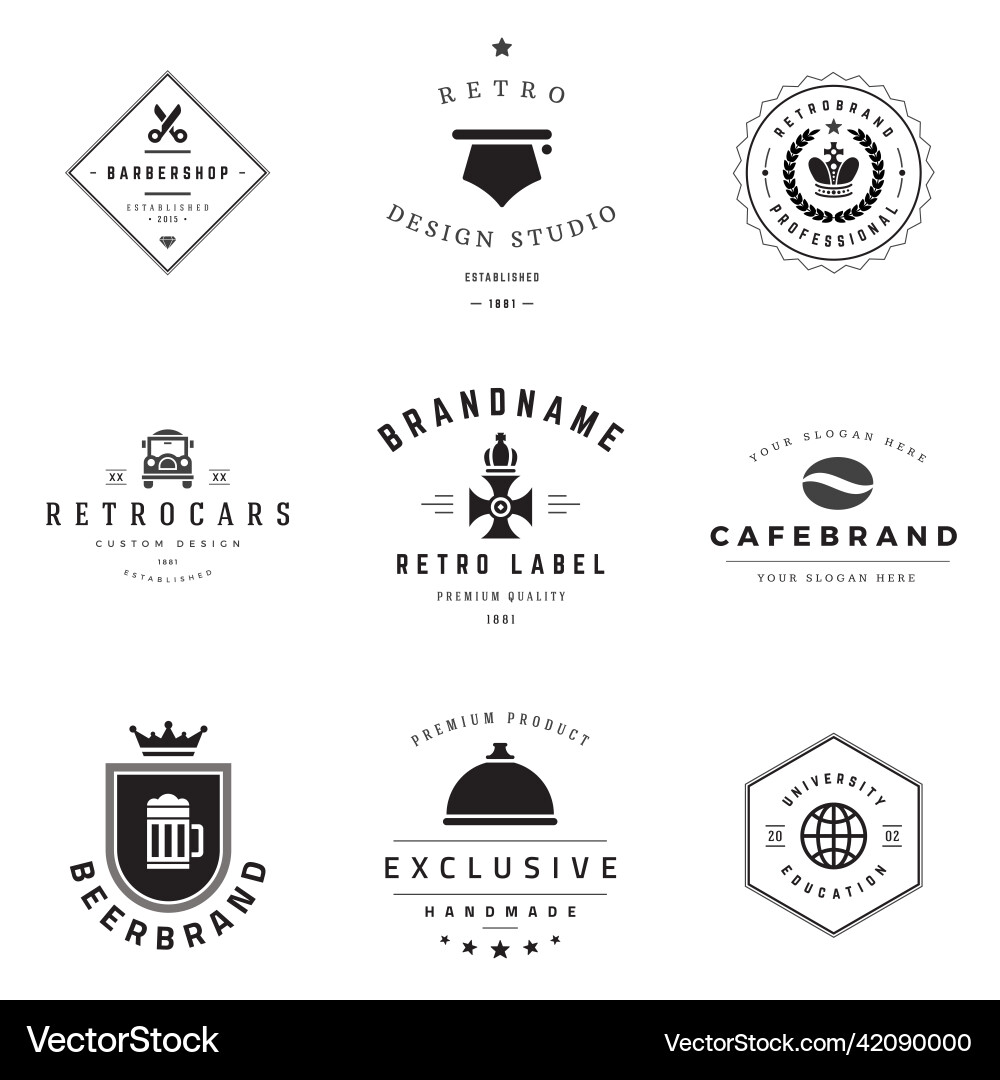 Retro logotypes set Retro logotypes set Vector Image