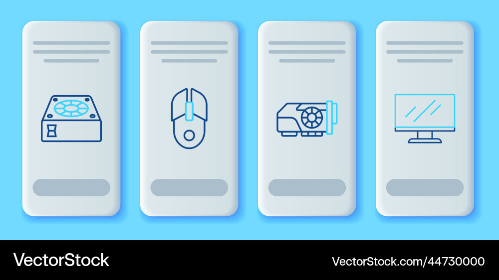 Set line computer mouse video graphic card vector image