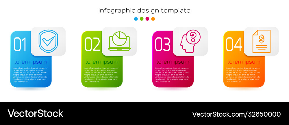 Set line shield with check mark laptop graph vector image
