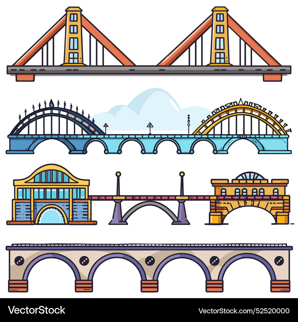 Suspension bridge steel towers spanning wide river Suspension bridge steel towers spanning wide river vector image