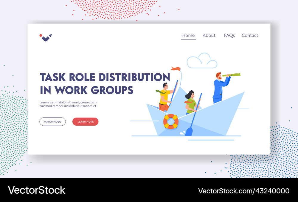 Task role distribution in work groups landing page Task role distribution in work groups landing page vector image