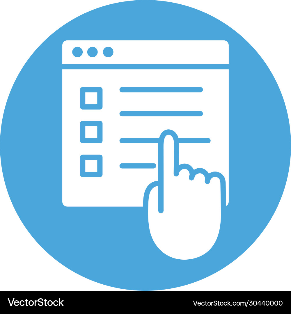 Template-Webseite mit Hand-Index-Block-Stil Symbol vektorbild