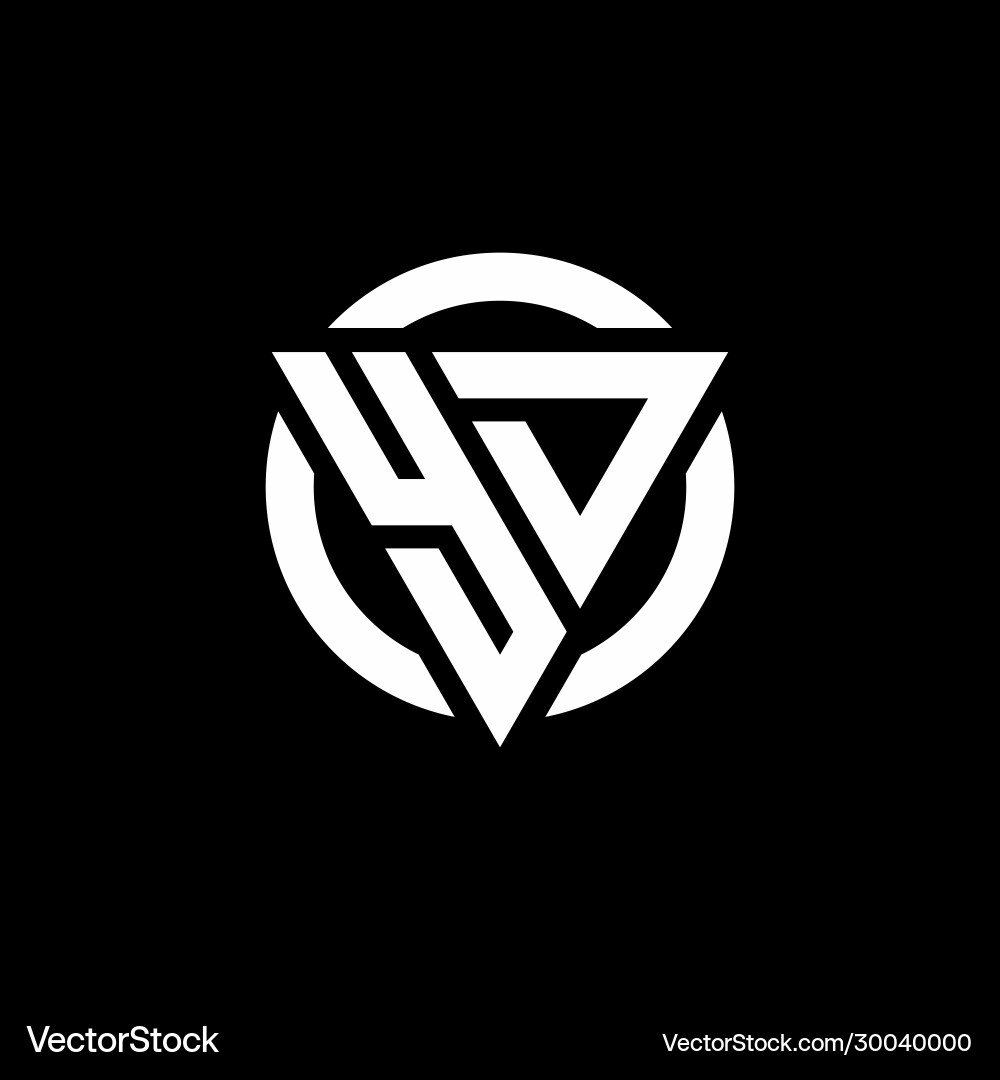 Yd logo with triangle shape and circle rounded vector image
