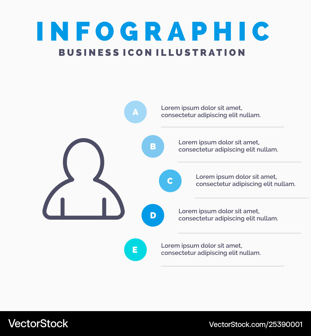 Account avatar user line icon with 5 steps vector image