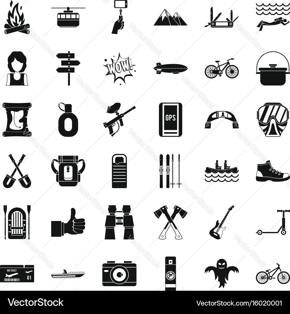 Adenture icons set simple style vector image