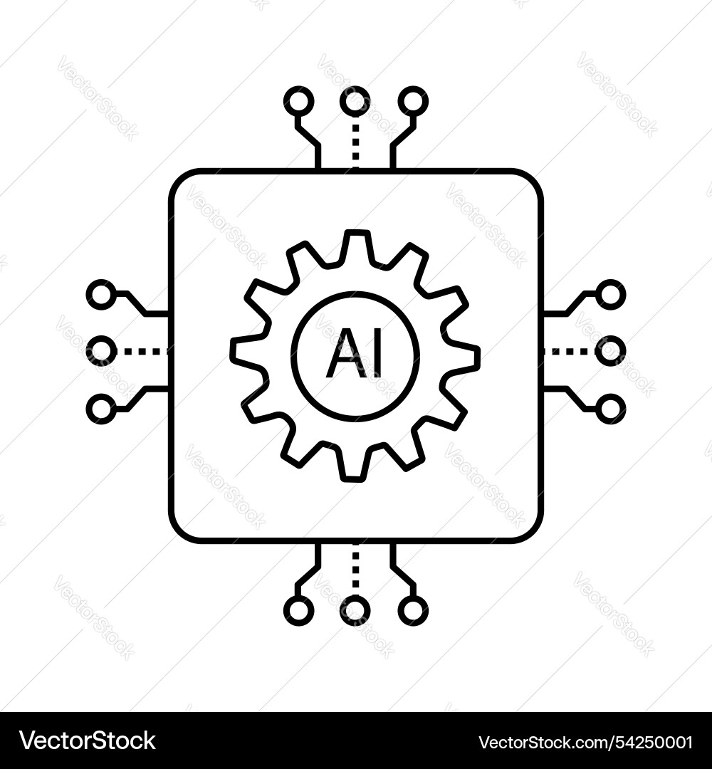 Ai automation gear for process optimization icon Vector Image