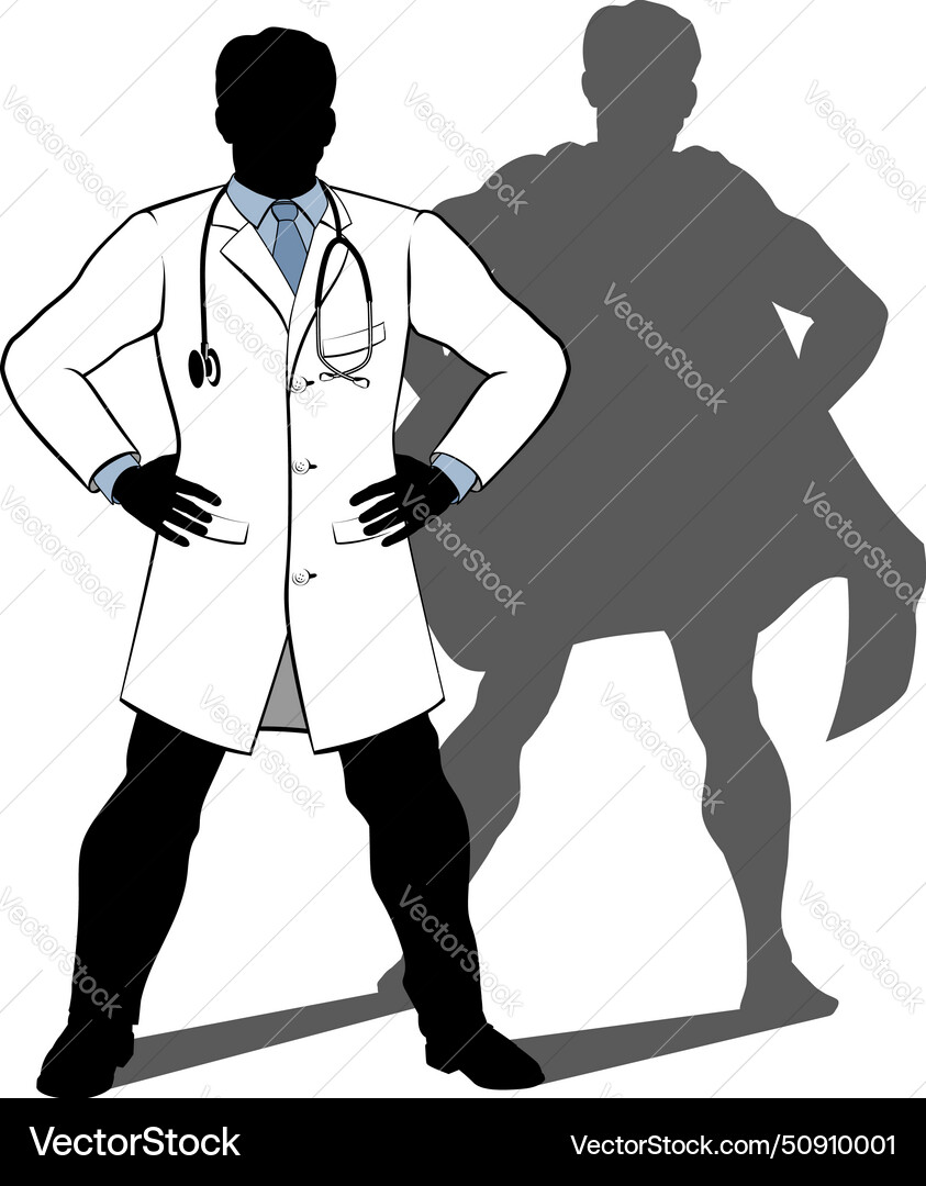 Arzt Superheld Silhouette Arzt Superheld Silhouette vektorbild