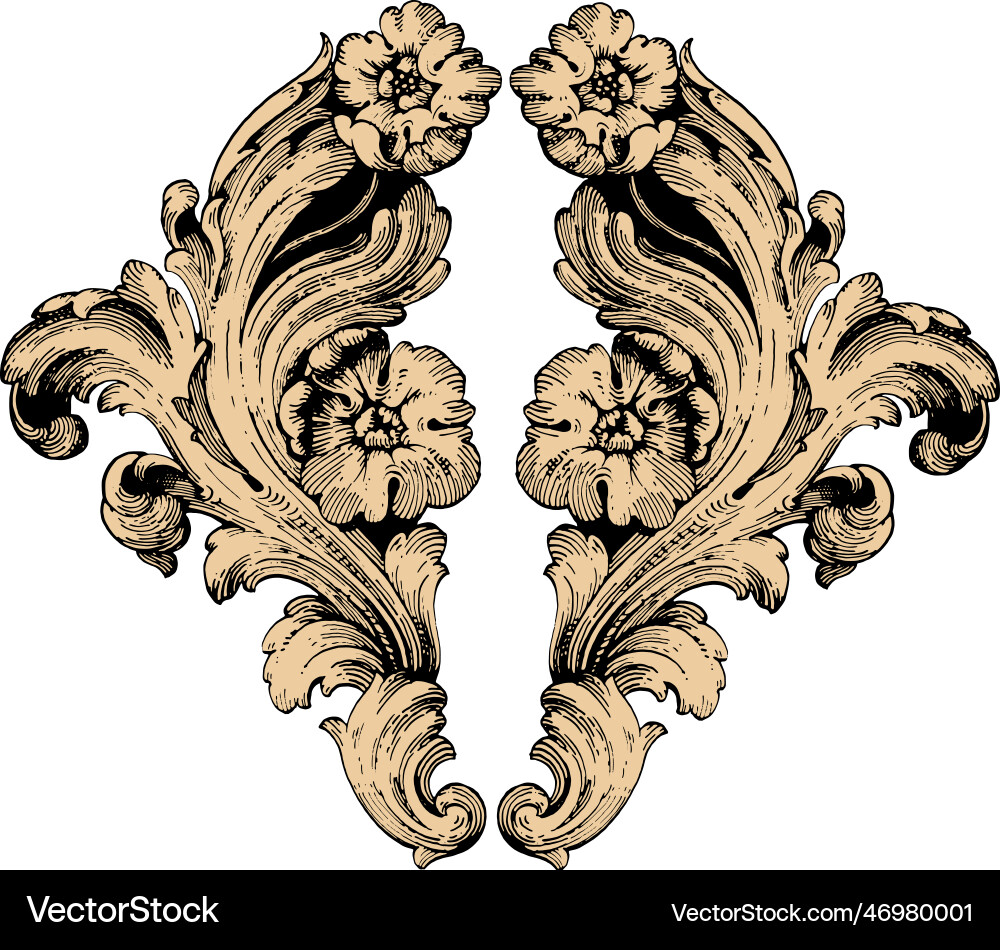 Baroque of vintage elements for design – Royalty-Free Vector | VectorStock, image size:1000x950