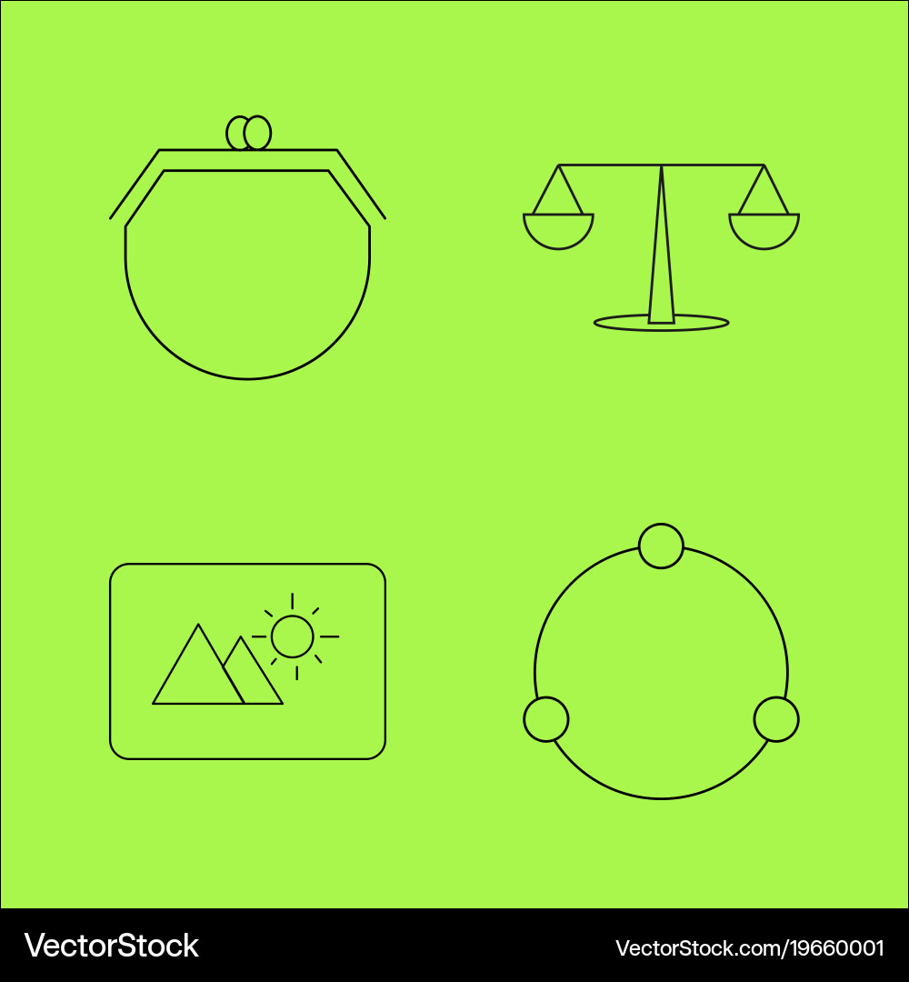 Basic content simple linear outline icon set vector image