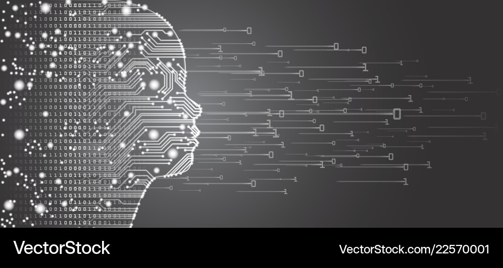 Big data and artificial intelligence child face Big data and artificial intelligence child face vector image
