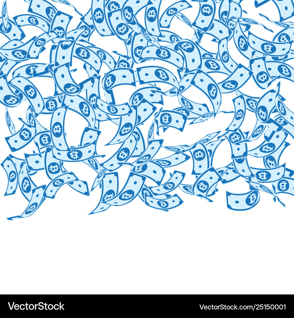 Bitcoin internet currency notes falling floating Bitcoin internet currency notes falling floating vector image