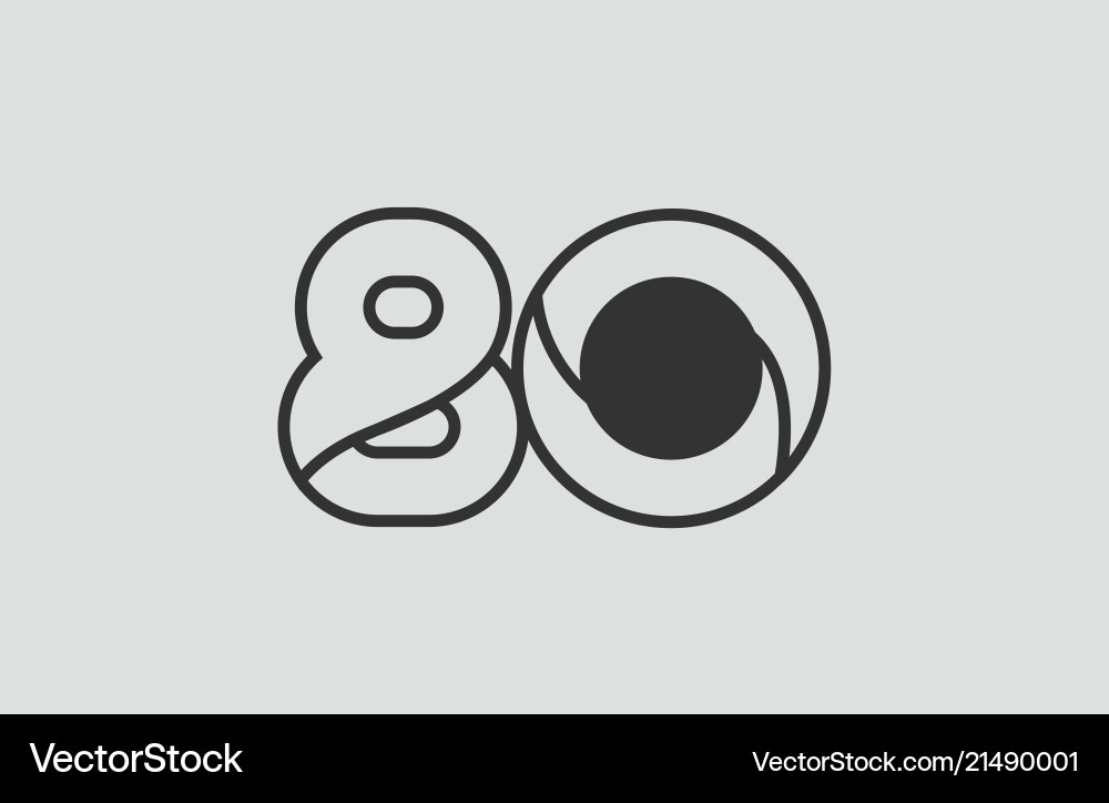 Black and white number 80 logo icon design Vector Image