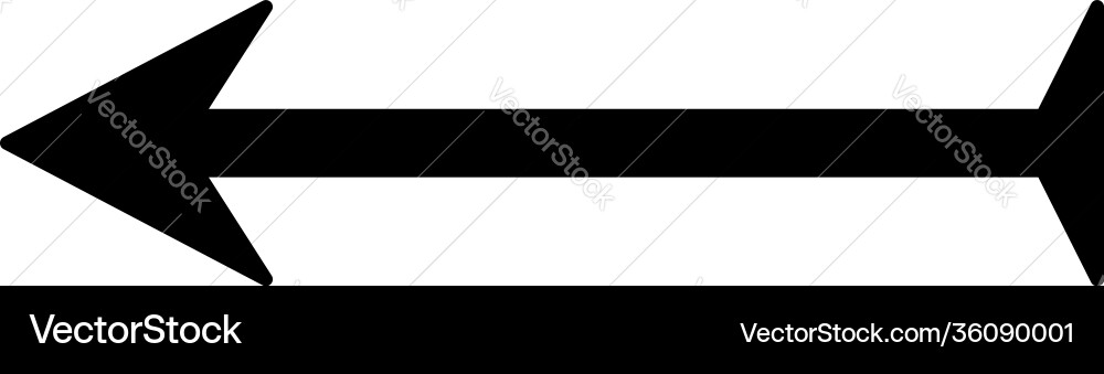 Black arrow to left with a unique tail shape vector image