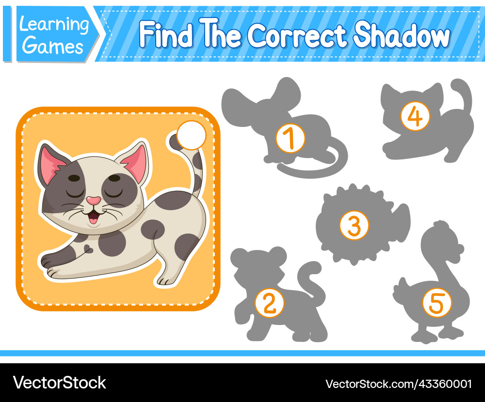Find the correct shadow and match Find the correct shadow and match vector image