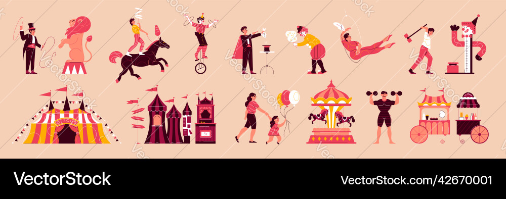 Funfair circus icon set Royalty Free Vector Image