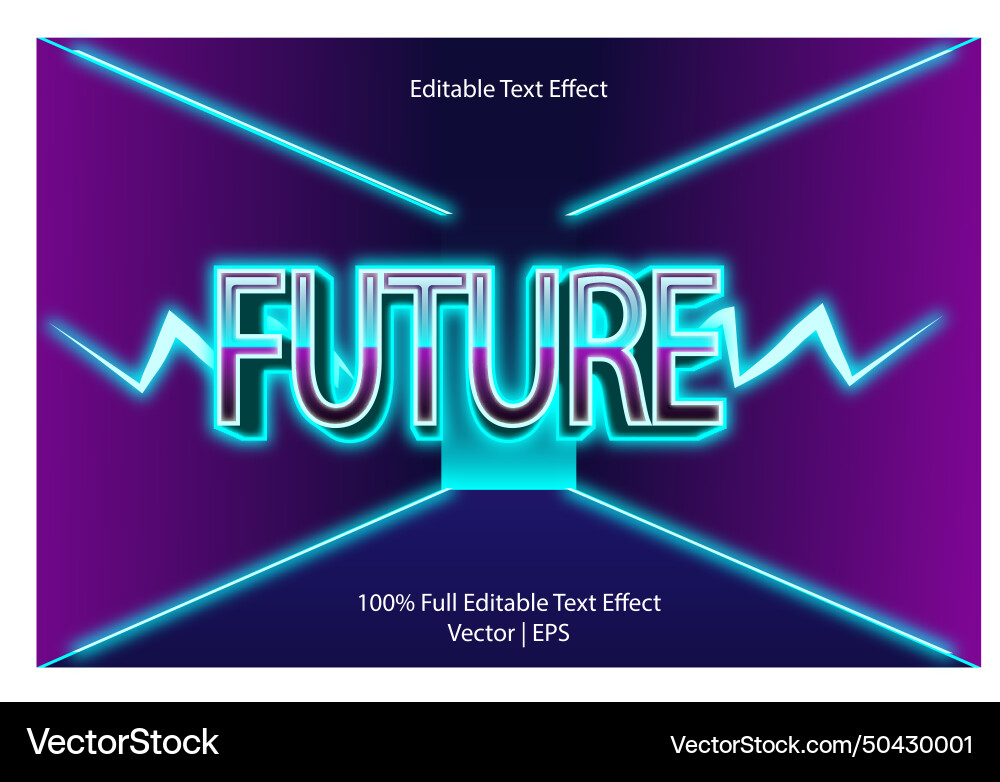 Future editable text effect 3 dimension emboss Vector Image