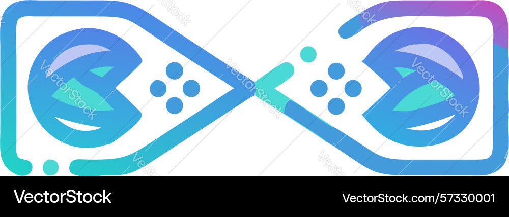 Infinite data loop icon with circuitry flat tech vector image