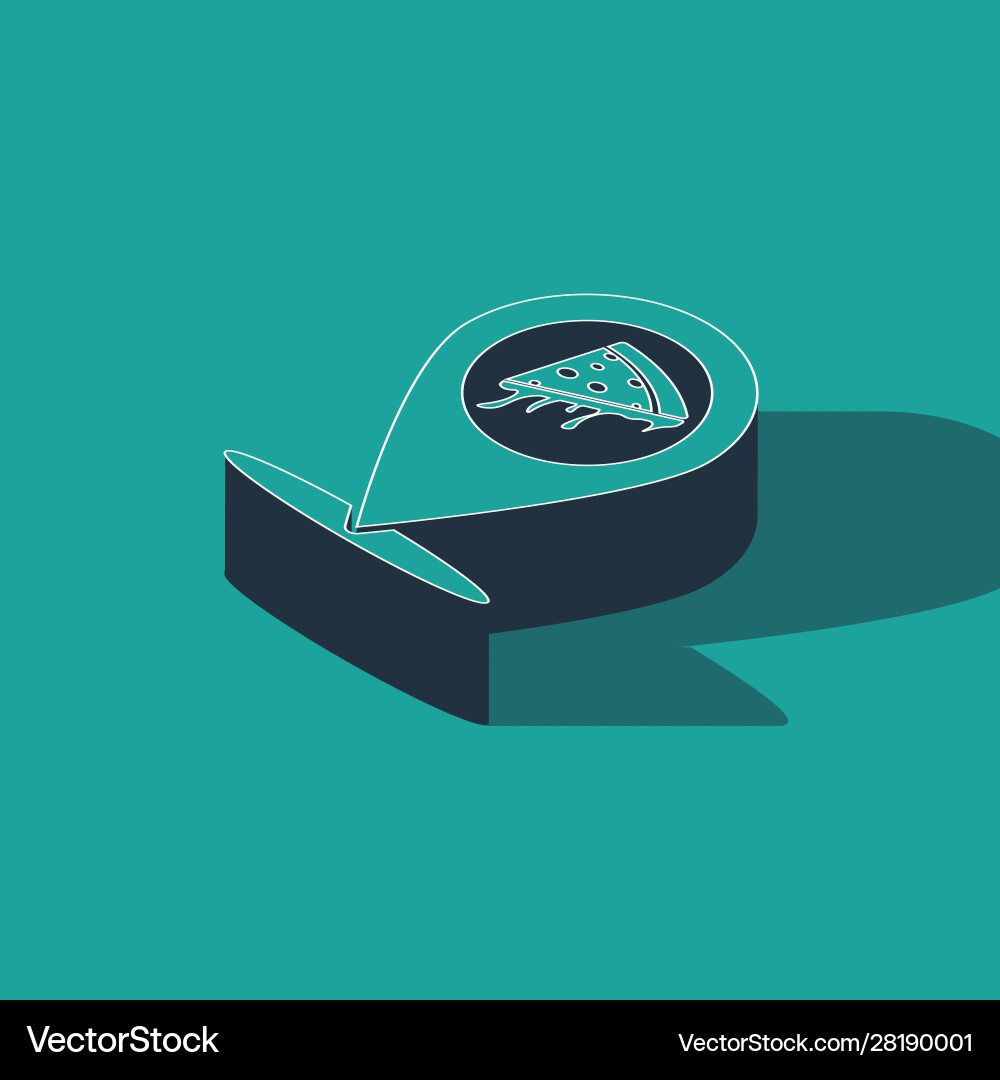 Isometric map pointer with fast food slice pizza vector image