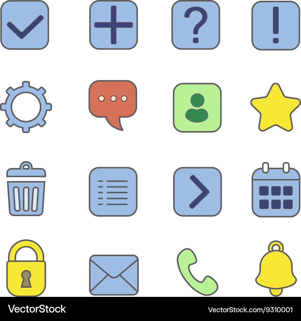 Notification and information linear icons set vector image