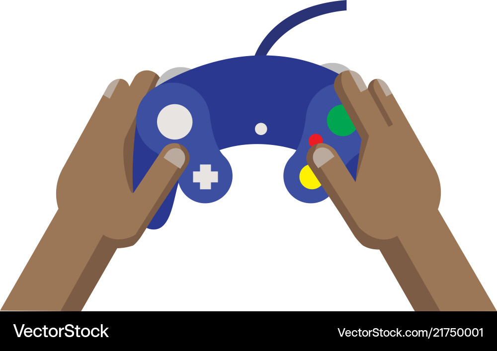 Playing game using blue joy stick pad Playing game using blue joy stick pad vector image