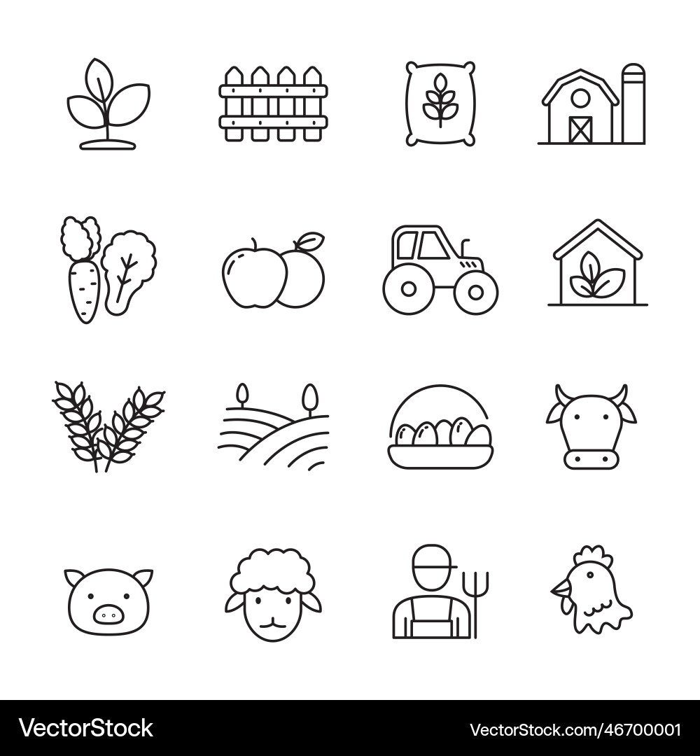 Set of farm icons in linear style Set of farm icons in linear style vector image