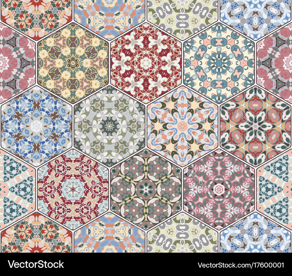 Set of hexagonal patterns vector image