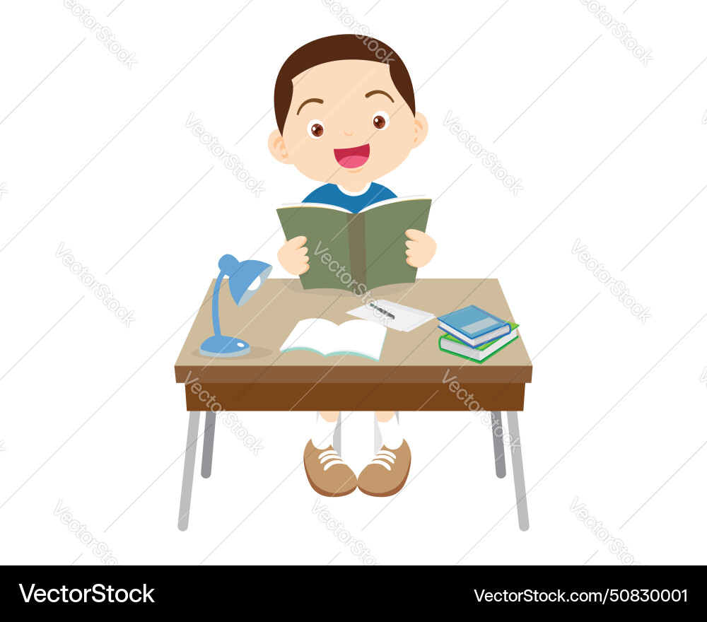 Student sitting on desk working for homework 2 Student sitting on desk working for homework 2 Vector Image