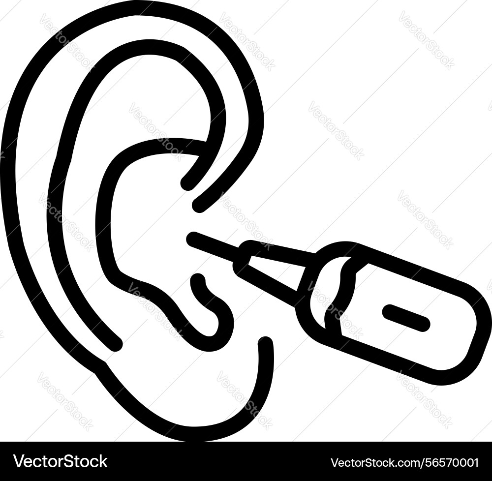 Using smart spoon ear stick outline icon device Using smart spoon ear stick outline icon device vector image