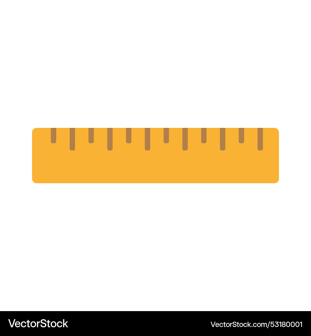 Yellow ruler icon simple measuring tool flat Vector Image