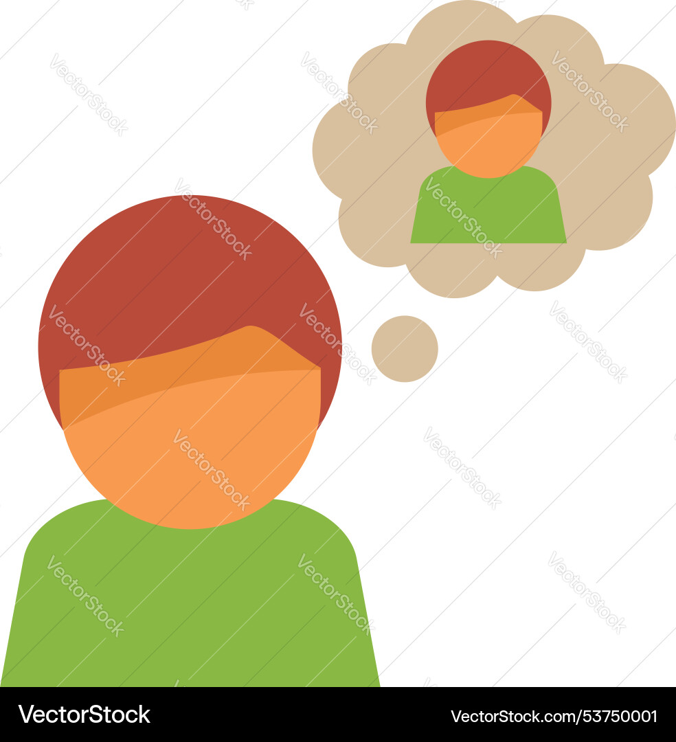 Young man thinking about another person Royalty Free Vector