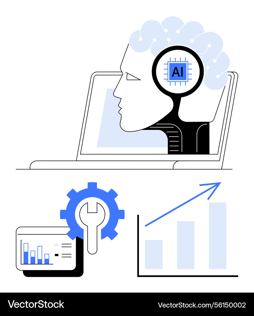 Artificial intelligence enhancing data analysis Vector Image