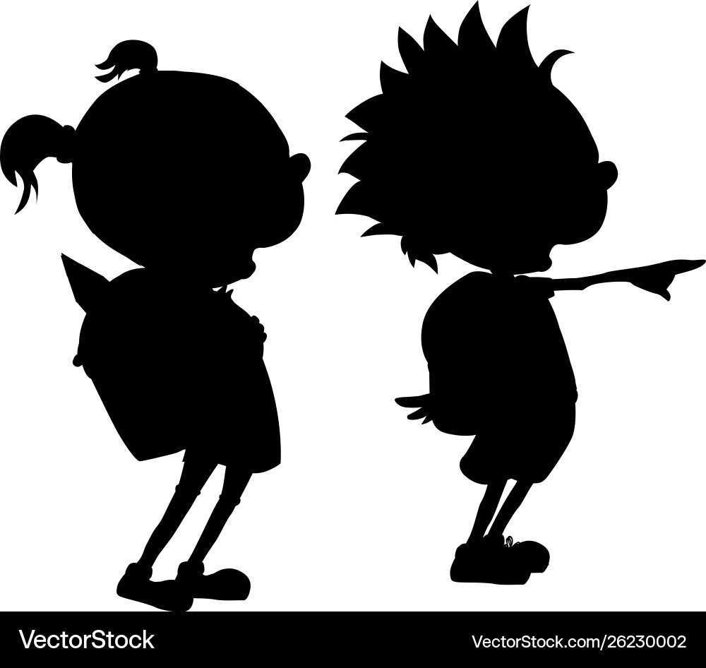 Back to school - boy and girl student silhouette Vector Image