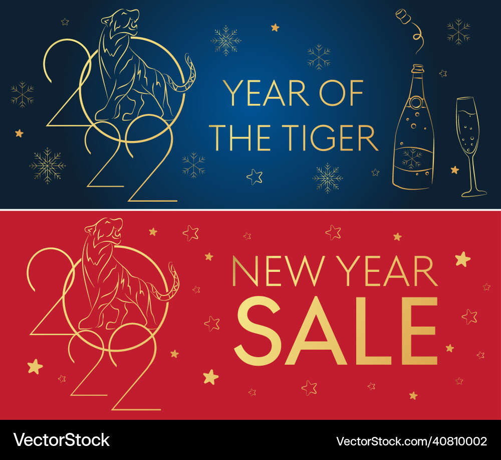 Cny 2022 banner set happy chinese new year golden Cny 2022 banner set happy chinese new year golden vector image