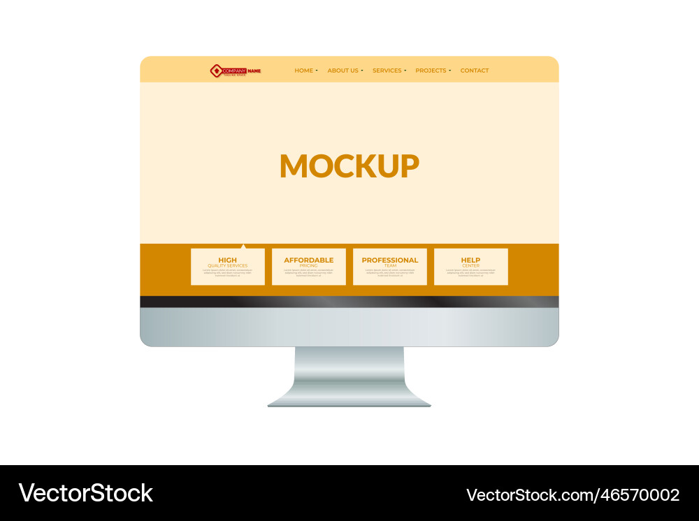 Computer screen on bright color background mock Vector Image